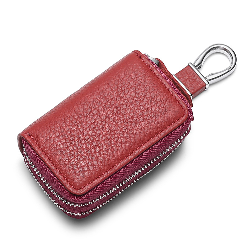 Multi-function double zip car key case Men's leather cowhide key case General Motor key case