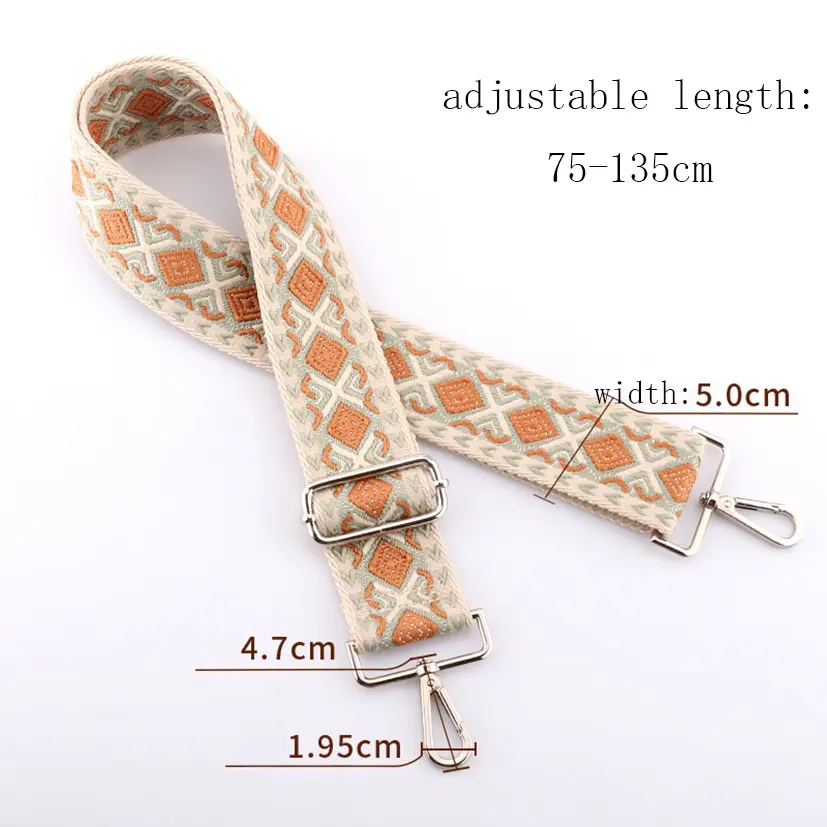 3.8cm jacquard bag strap Adjustable single shoulder crossbody bag for women replace long back strap