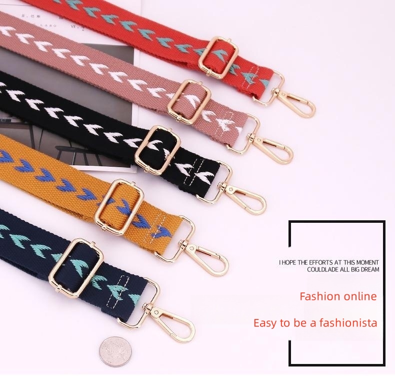 3.8cm jacquard bag strap Adjustable single shoulder crossbody bag for women replace long back strap