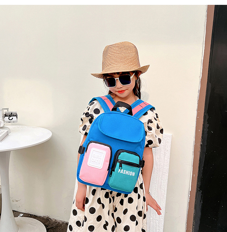 Children's schoolbag ins trend children's backpack personality contrast color fashion girls backpack