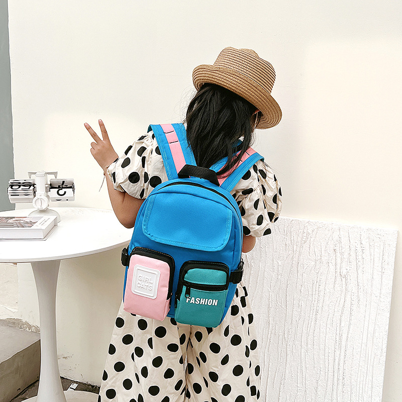 Children's schoolbag ins trend children's backpack personality contrast color fashion girls backpack