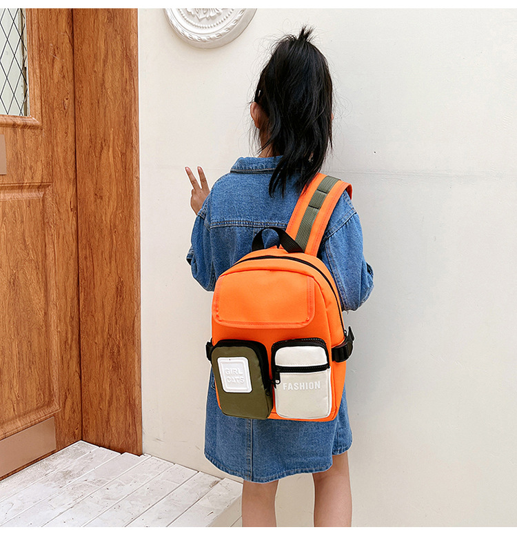 Children's schoolbag ins trend children's backpack personality contrast color fashion girls backpack
