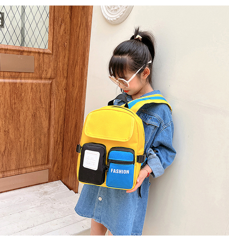 Children's schoolbag ins trend children's backpack personality contrast color fashion girls backpack