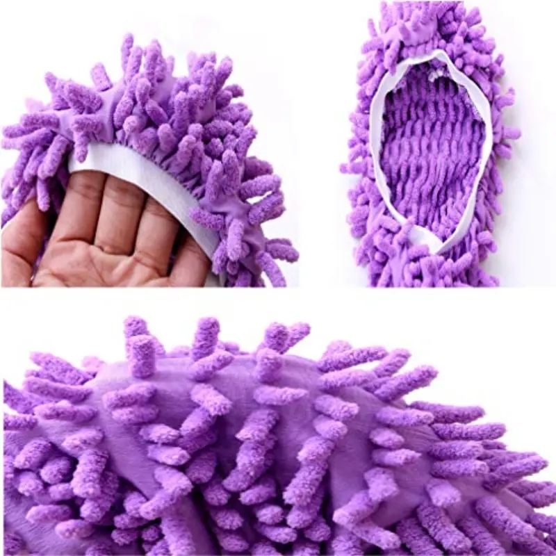 5 pairs (10 pieces)- Floor slipper lazy shoe cover Household Chenille rag mop head can remove and wash slipper cover