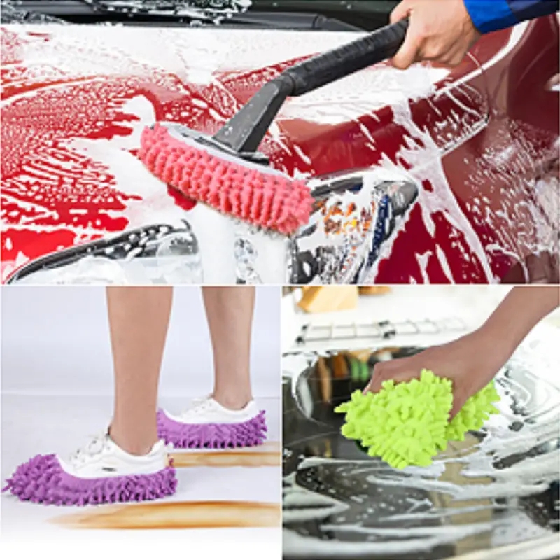 5 pairs (10 pieces)- Floor slipper lazy shoe cover Household Chenille rag mop head can remove and wash slipper cover