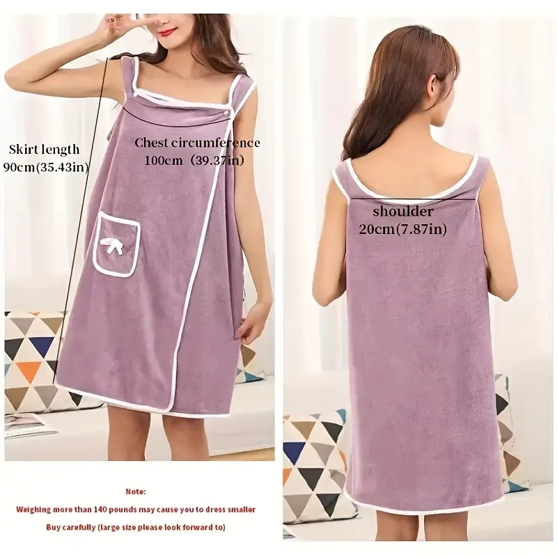 1 piece, high-density coral velvet soft skin can wear a slip bath skirt changing bath towel bathrobe beach towel
