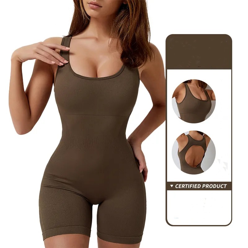 New Casual Women Jumpsuit Rompers Biker Short One Piece Sets Workout Wear Outfit Women Bodycon Yoga Jumpsuit