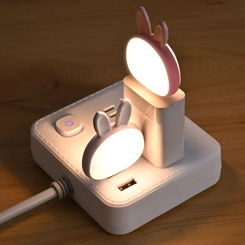 Smart voice USB plug-in Rabbit LED night light voice control creative gift