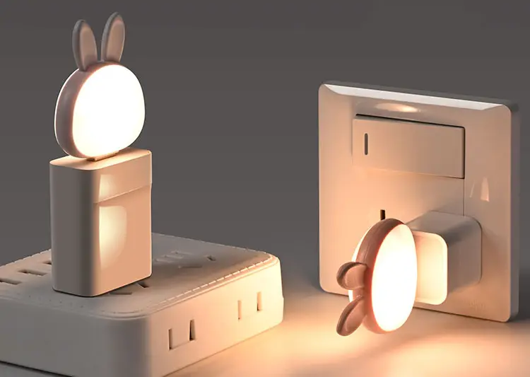 Smart voice USB plug-in Rabbit LED night light voice control creative gift