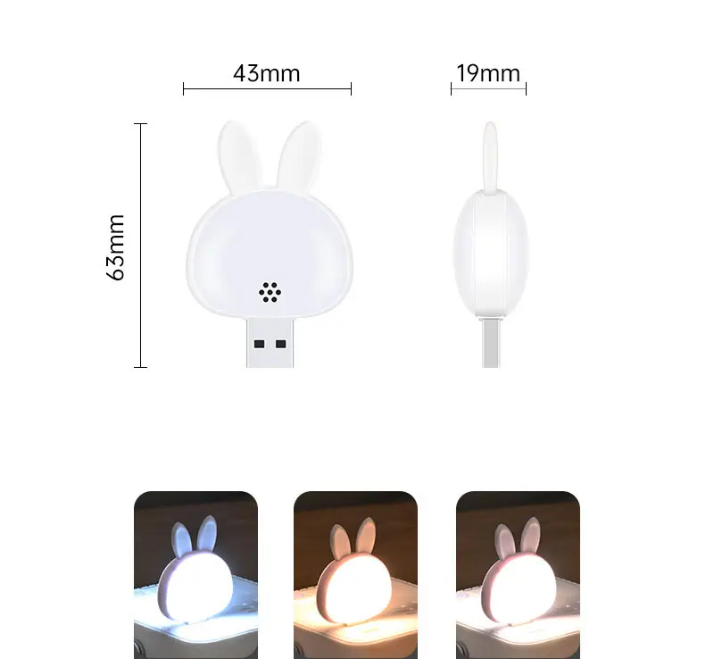 Smart voice USB plug-in Rabbit LED night light voice control creative gift