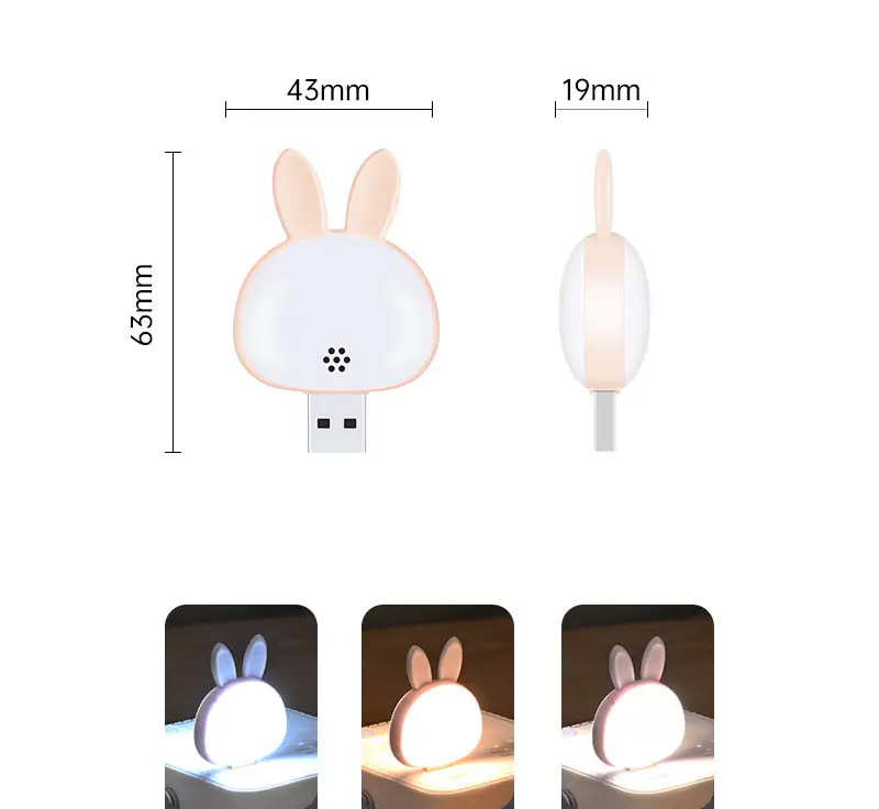 Smart voice USB plug-in Rabbit LED night light voice control creative gift