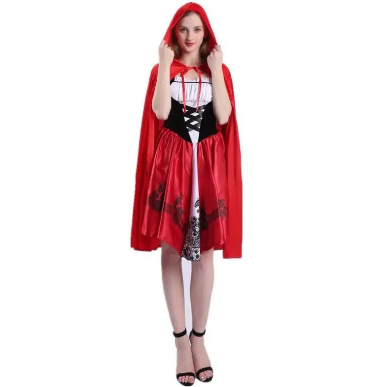 Little Red Riding Hood Halloween Costume Party Sexy cosplay fairy tale character Cape 2-piece costume