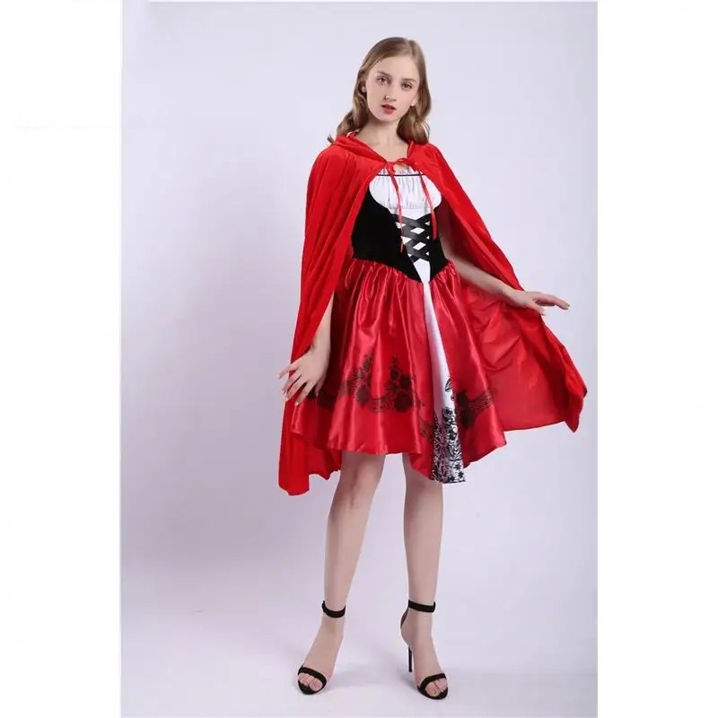 Little Red Riding Hood Halloween Costume Party Sexy cosplay fairy tale character Cape 2-piece costume