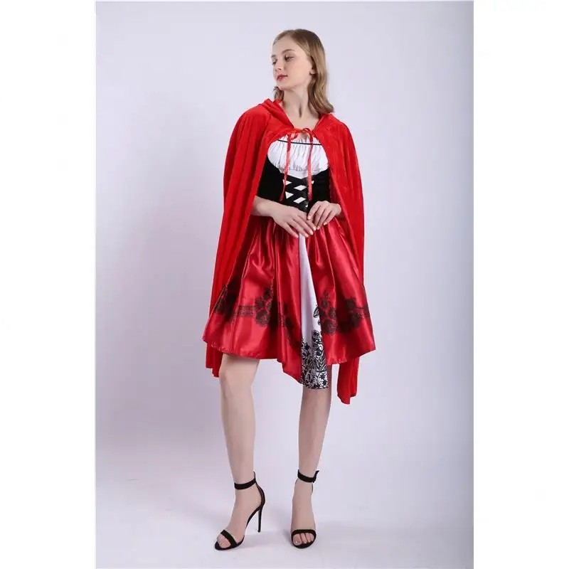 Little Red Riding Hood Halloween Costume Party Sexy cosplay fairy tale character Cape 2-piece costume