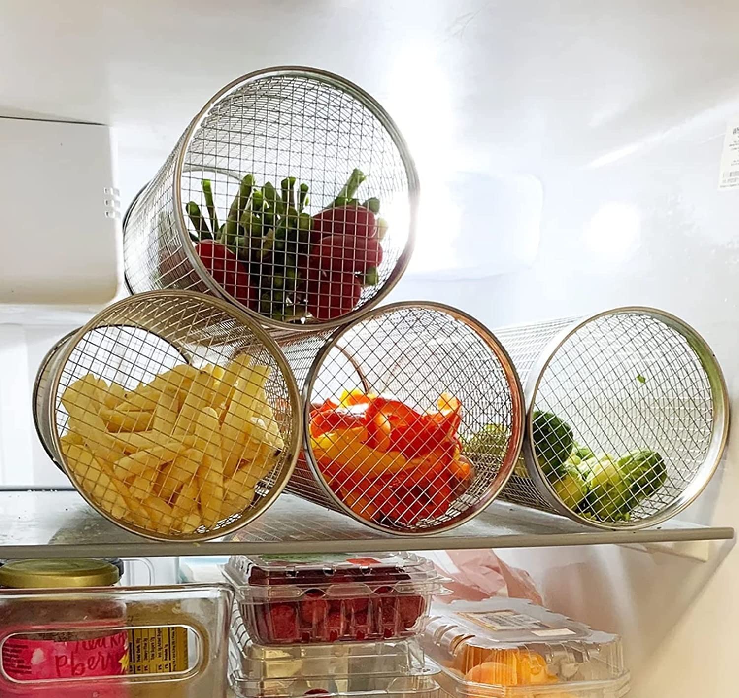 Stainless steel barbecue net Camping BBQ Outdoor barbecue net barbecue basket rolling barbecue cage