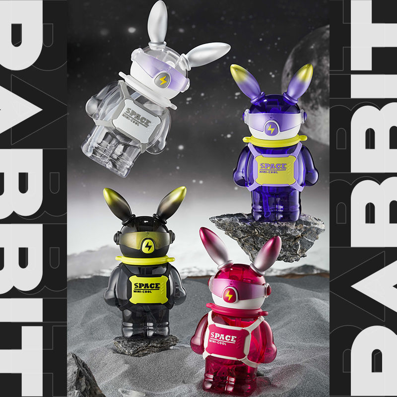 zk创意闪电兔太空塑料水杯吸管杯高颜值儿童tritan大容量可爱杯子