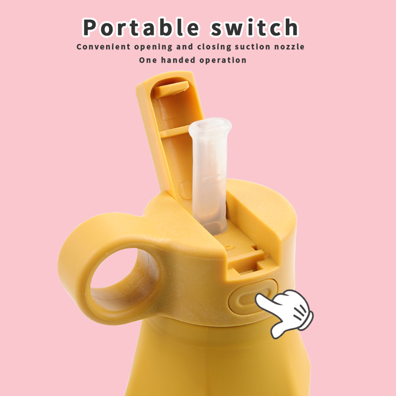 Water bottle Children drink travel bottle Baby silicone feeding bottle with straw.