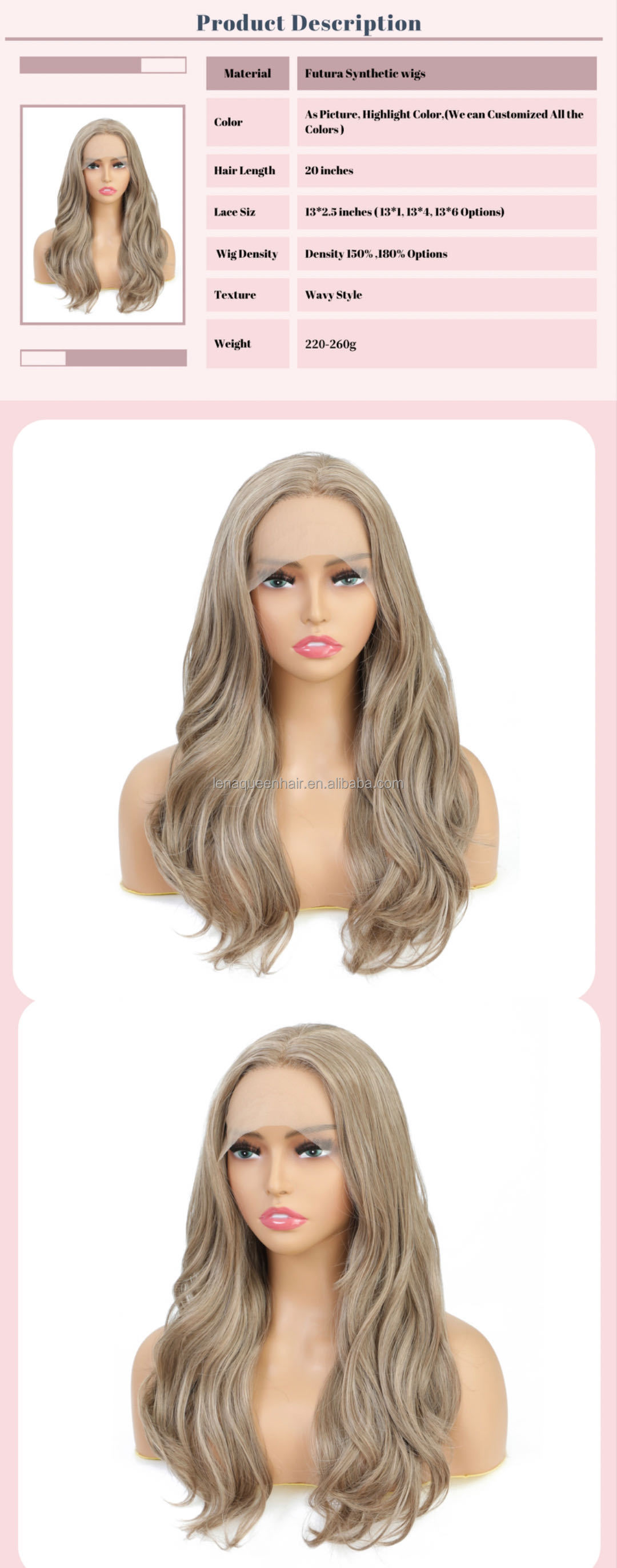 Blonde Beauty mixed high-gloss future Tula fiber hair wig synthetic wave front wig for women holding a wedding showcase