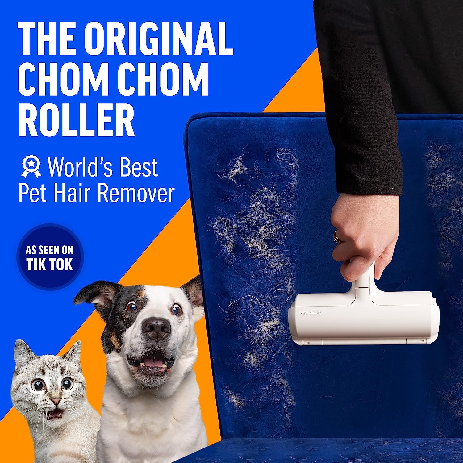 Pet hair remover. Reusable cat and dog hair remover for furniture, sofas, carpets, car seats, or bedding.