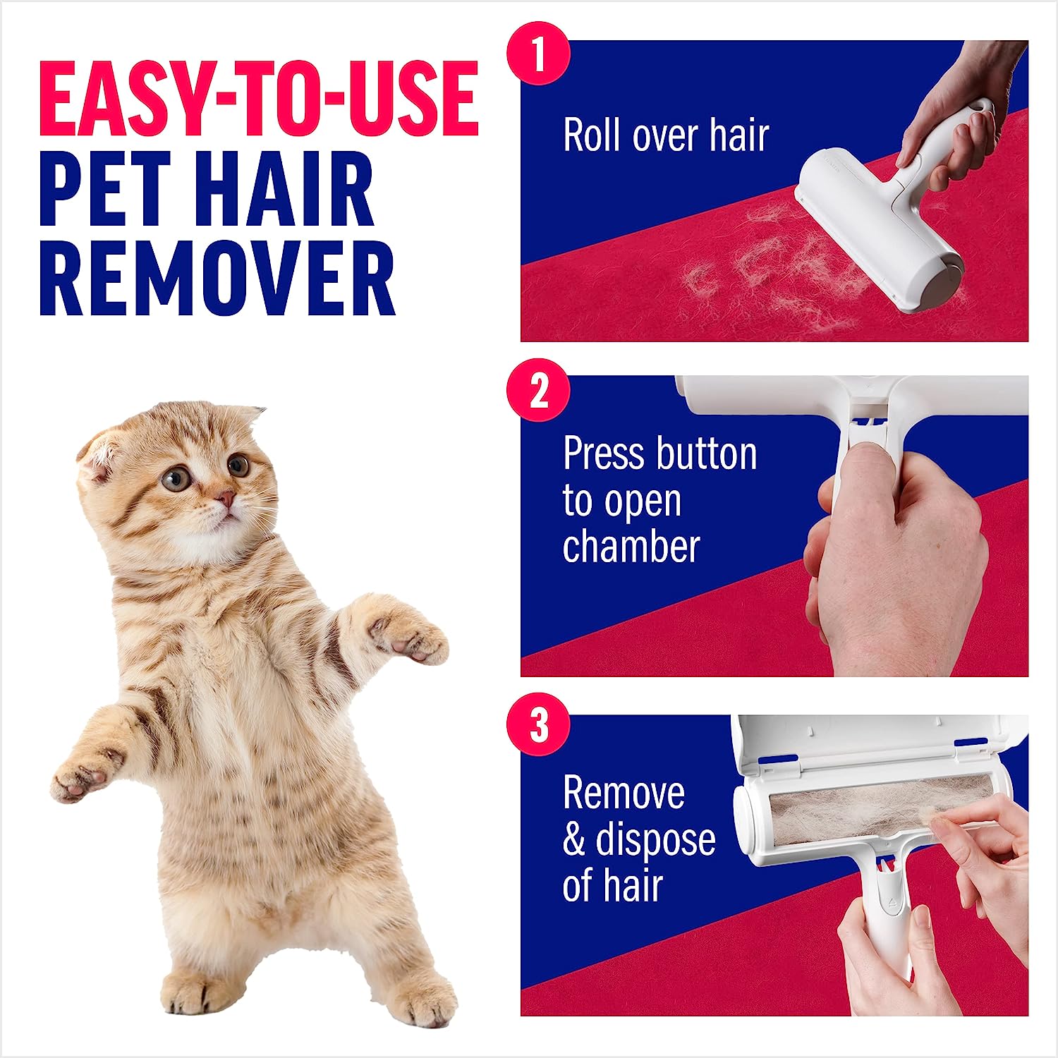 Pet hair remover. Reusable cat and dog hair remover for furniture, sofas, carpets, car seats, or bedding.