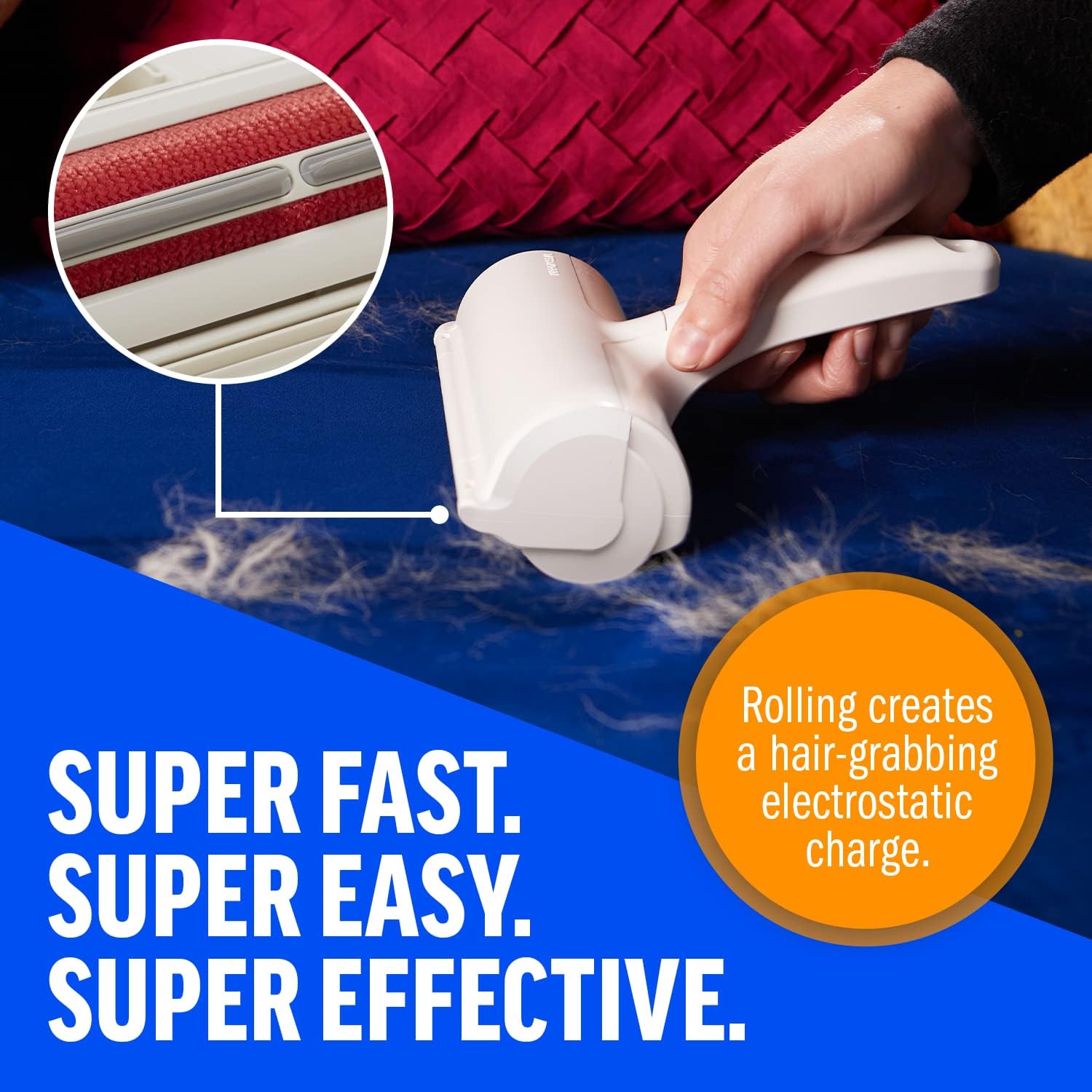 Pet hair remover. Reusable cat and dog hair remover for furniture, sofas, carpets, car seats, or bedding.