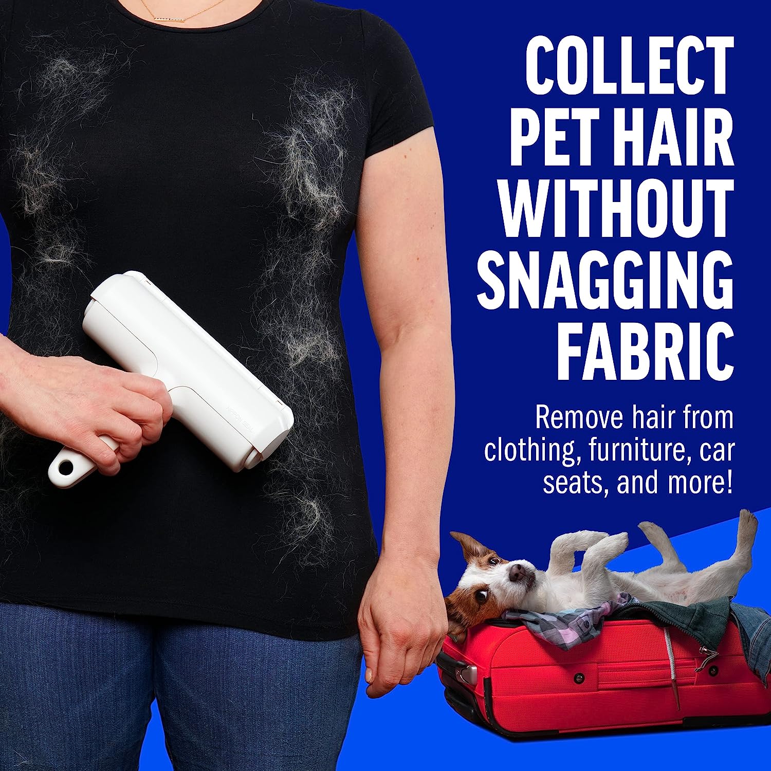 Pet hair remover. Reusable cat and dog hair remover for furniture, sofas, carpets, car seats, or bedding.