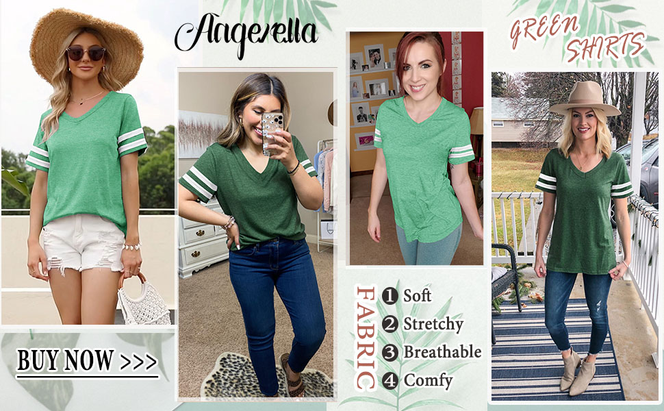 Women's casual V-neck T-shirt short sleeve top summer loose suitable