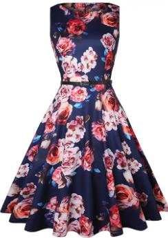 Sleeveless old tea dress with inner collar