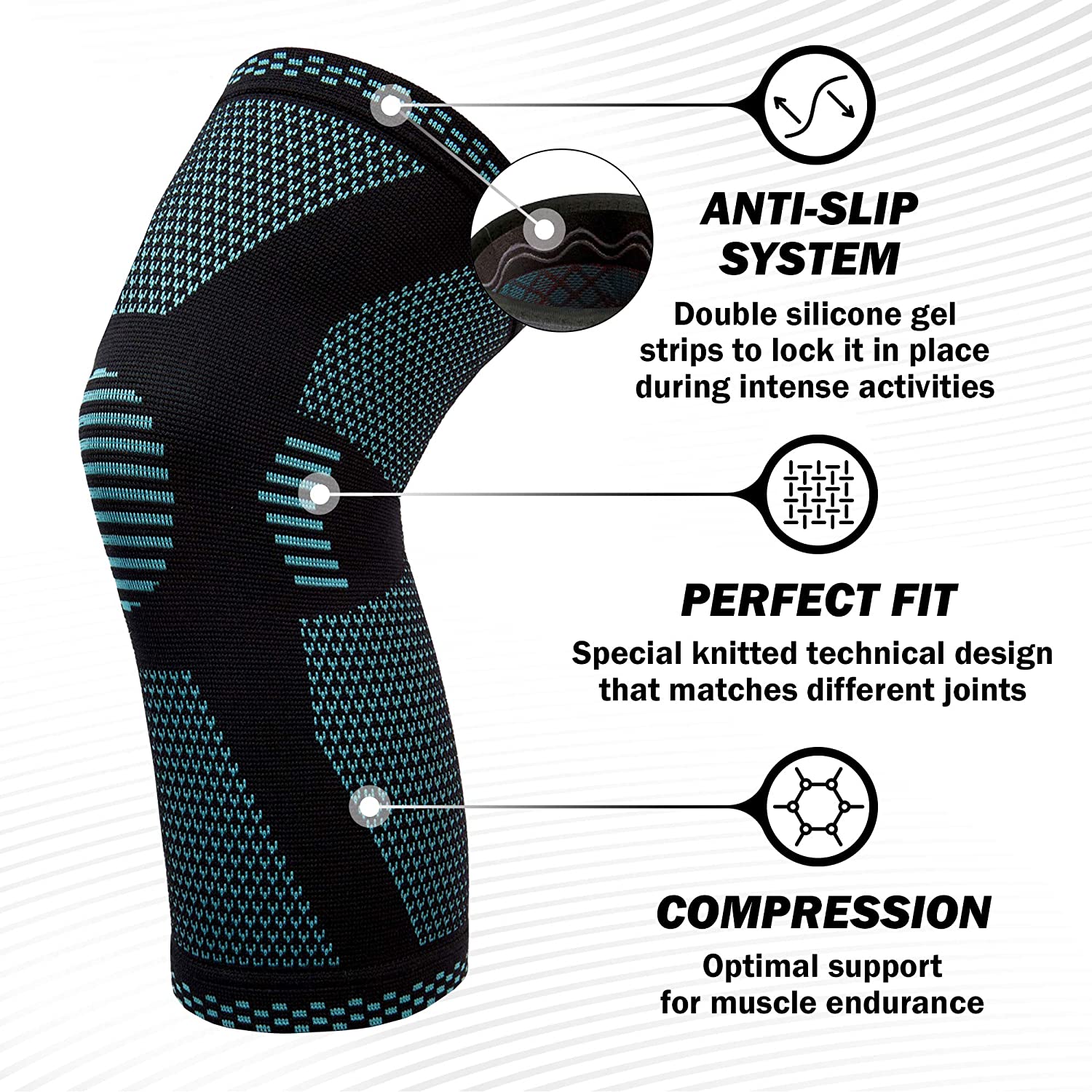 Powerful knee compression sleeves for men and women