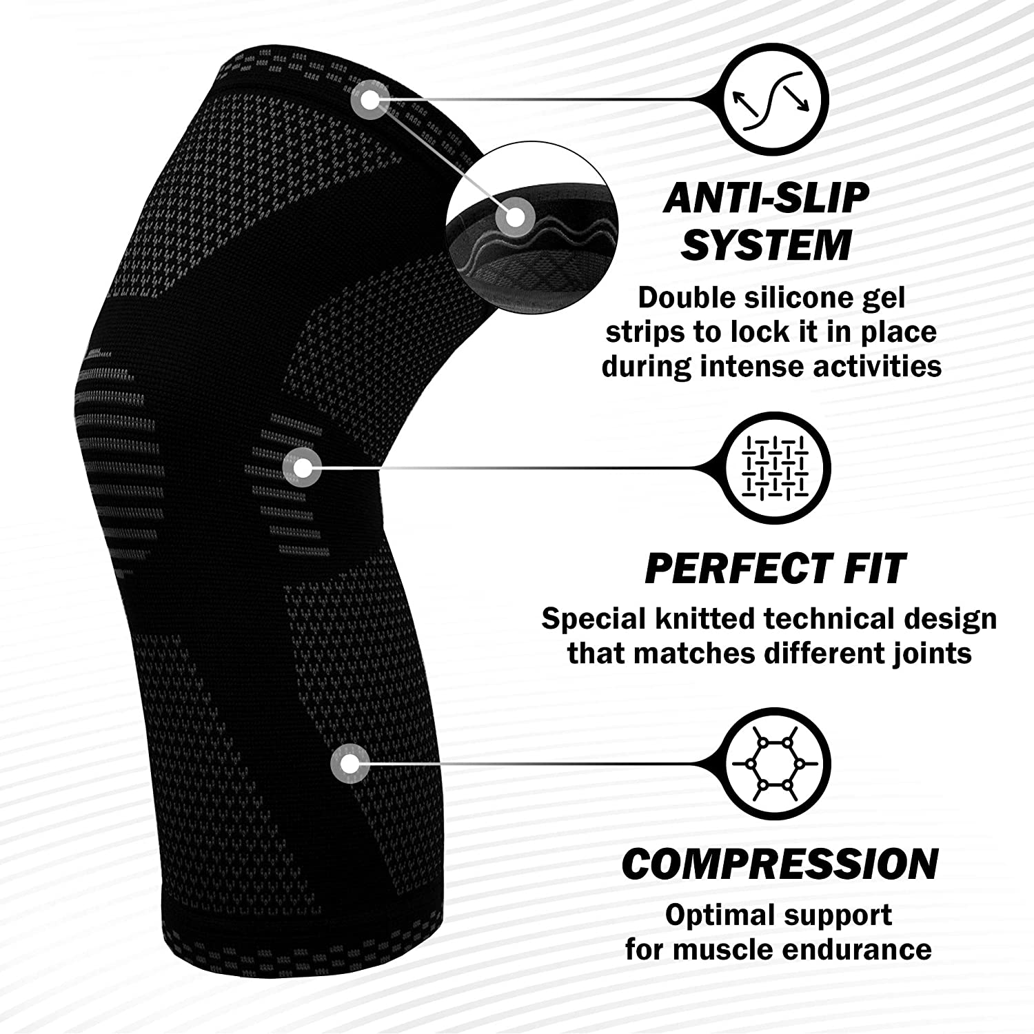 Powerful knee compression sleeves for men and women