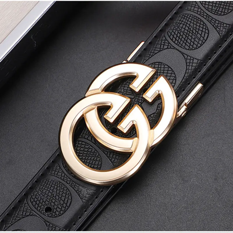 Men's luxury design: Soft belt with self-buckle ratchet belt, adjustable in length