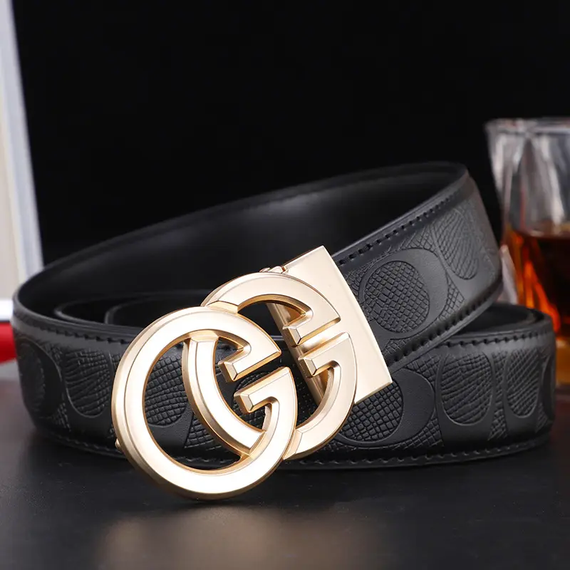 Men's luxury design: Soft belt with self-buckle ratchet belt, adjustable in length