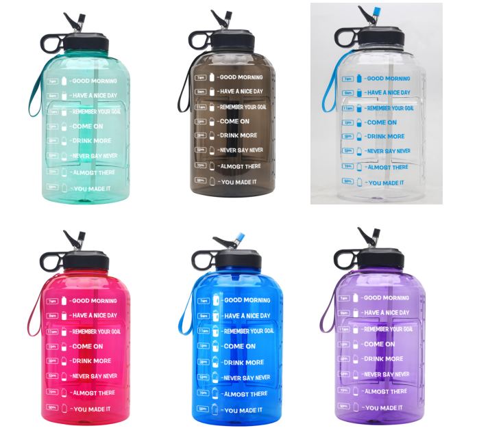 1 gallon water bottle with time marker large BPA-free kettle
