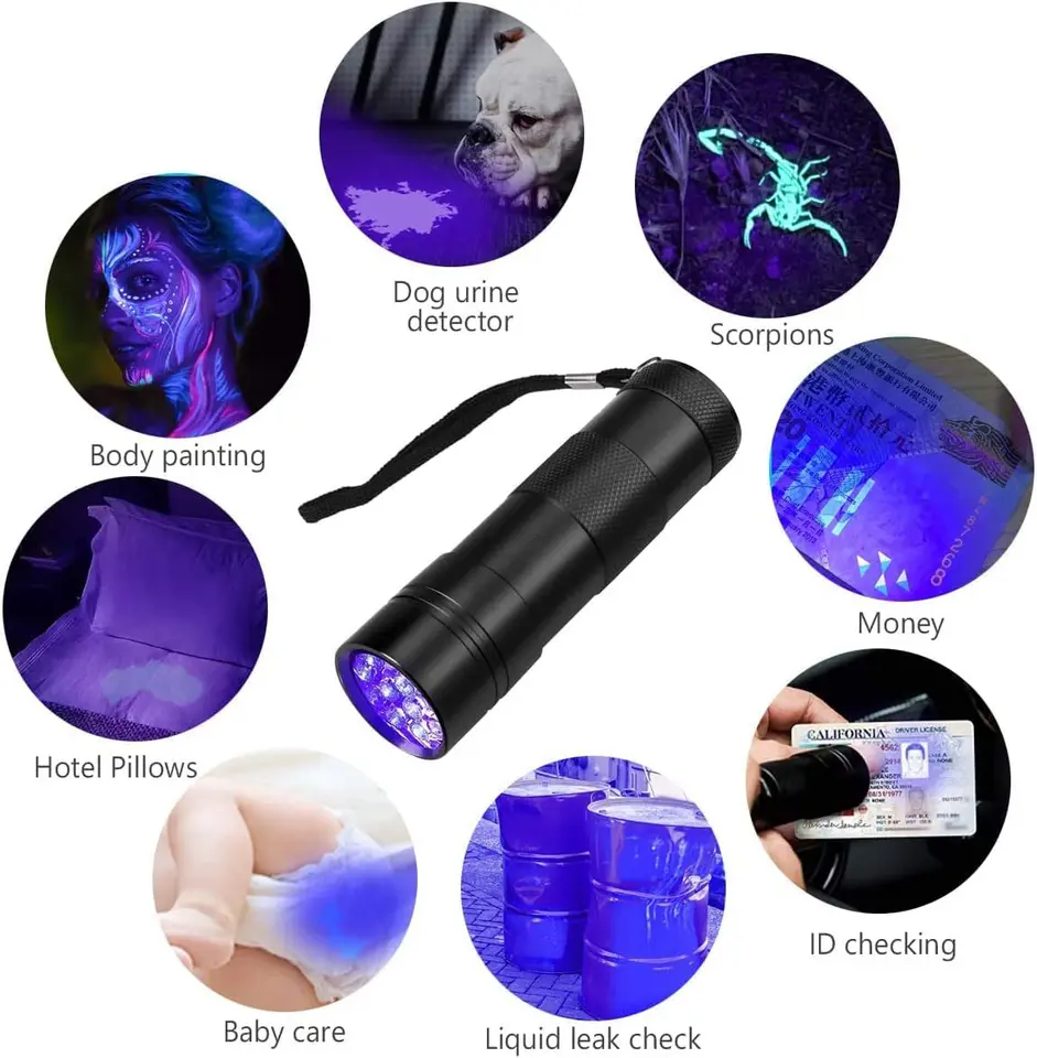 Uv Flashlight 12 LED Handheld flashlight 395nm mini light flashlight detector dog pet urine stains