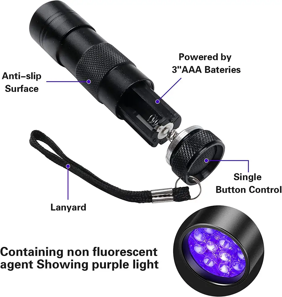 Uv Flashlight 12 LED Handheld flashlight 395nm mini light flashlight detector dog pet urine stains
