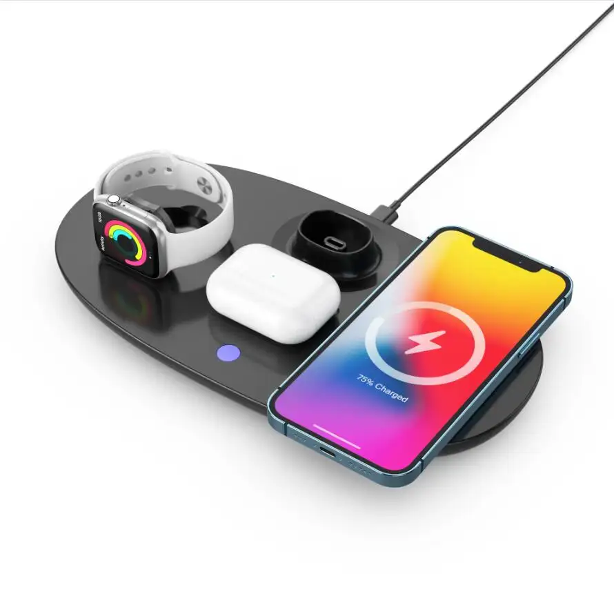 15W Wireless Charger Headphone Stand: 4-in-1 Qi Charging Station for AirPods Max/Pro/2/3, iWatch