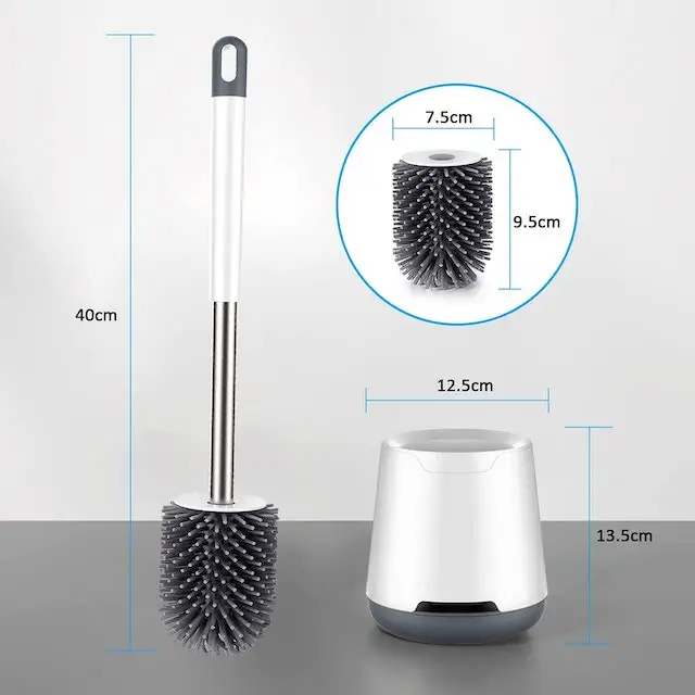 Silicone Toilet Brush - Premium Toilet Brush Bathroom Set - Efficient Modern toilet brush