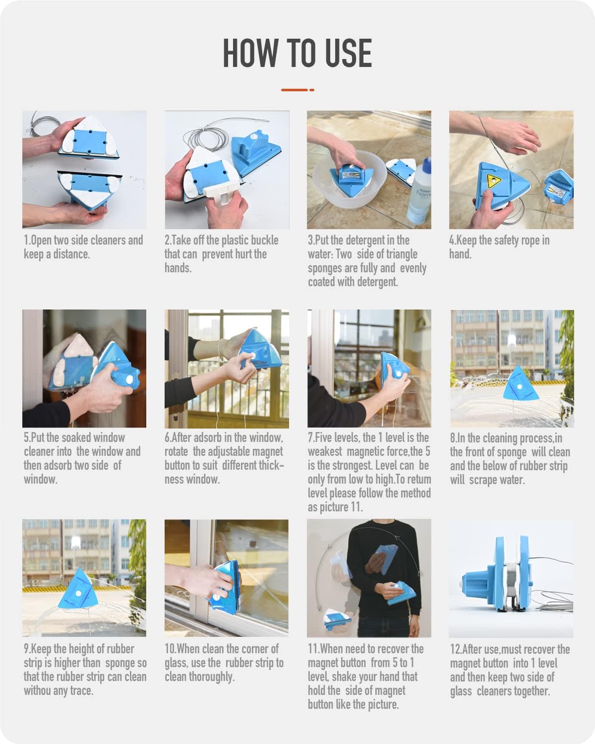 Double-sided magnetic window cleaner, window wiper sliding brush equipment cleaning brush