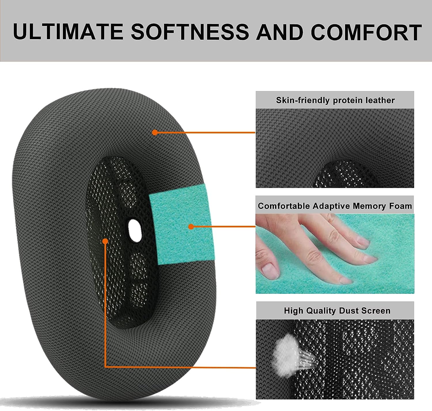 Premium replacement ear pads for Apple AirPods Max headphones, Memory foam ear pads