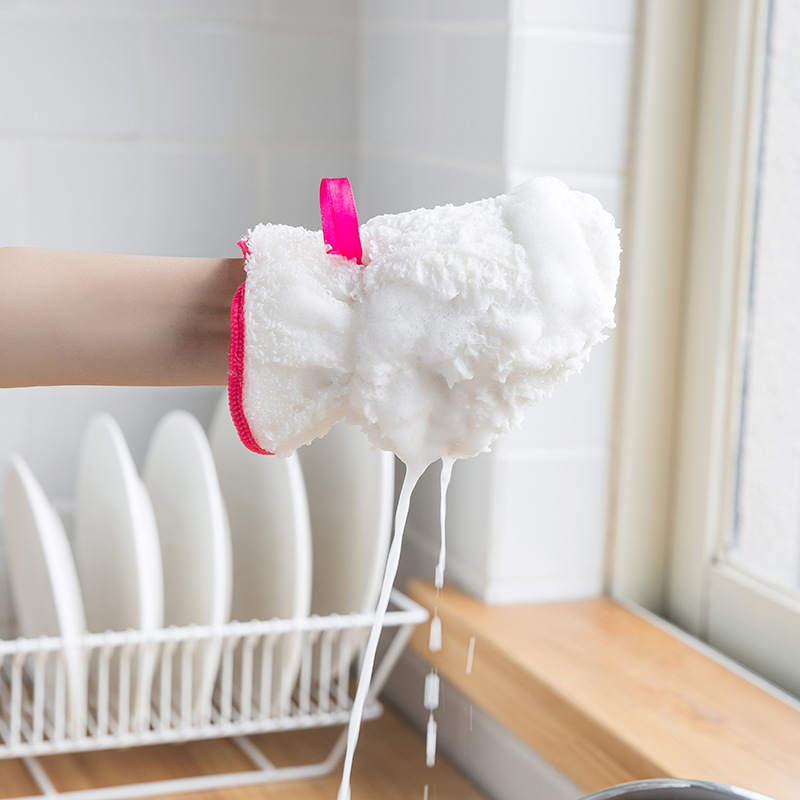 New bamboo fiber dishwashing gloves Household kitchen cleaning waterproof gloves non-oil household gloves