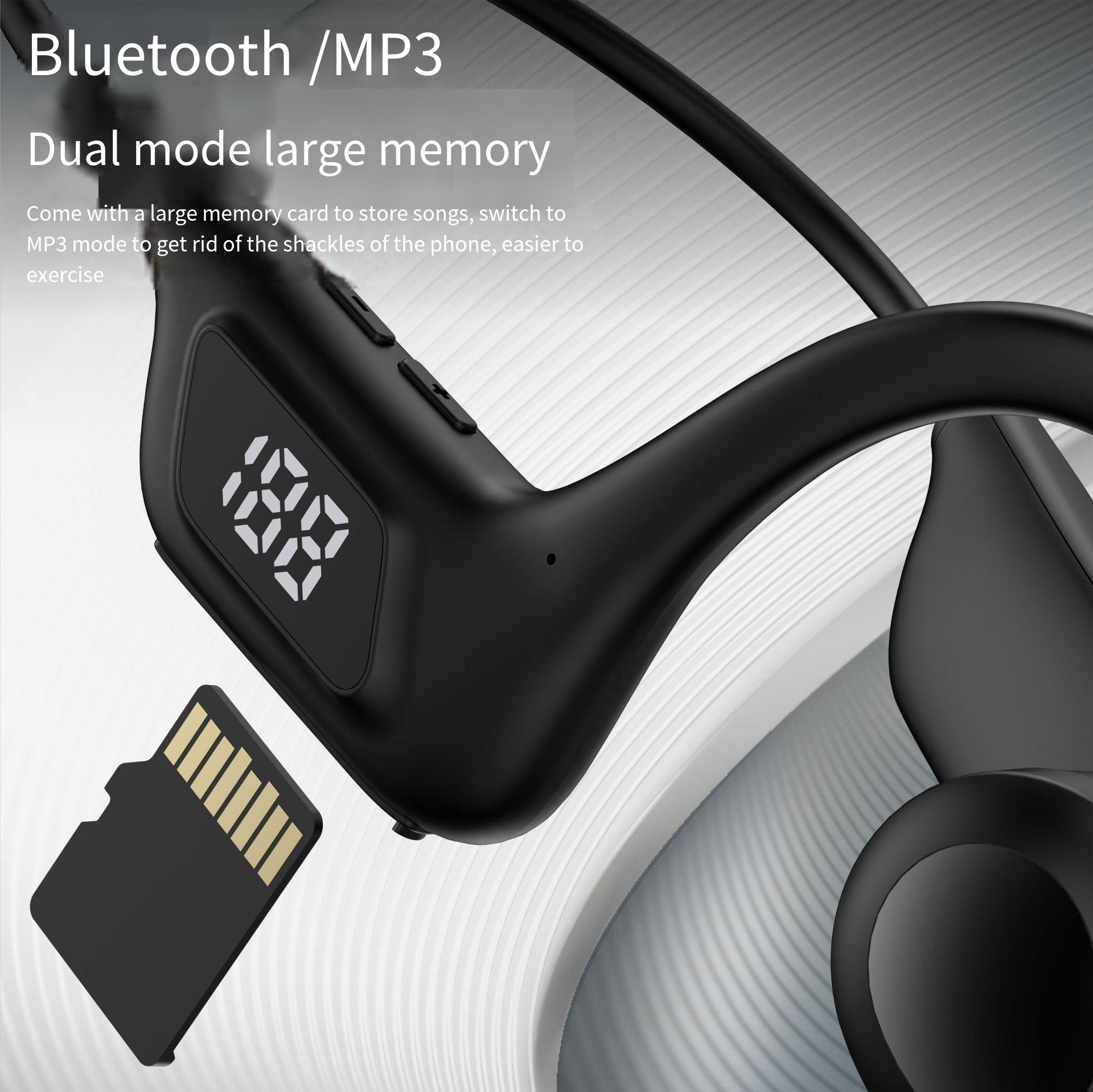 Wireless motion air conduction hanging ear headphones