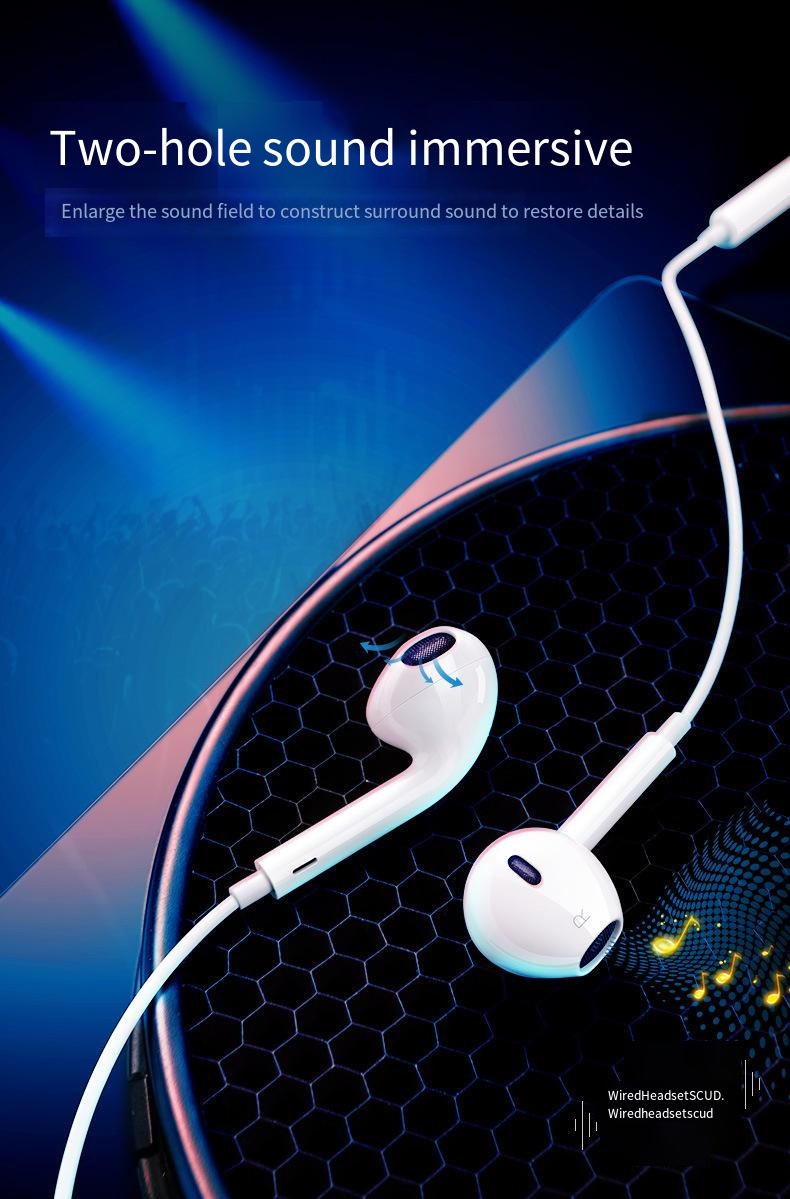 The wire control headset is suitable for Apple TYPE-C Android 3.5mm mobile phones