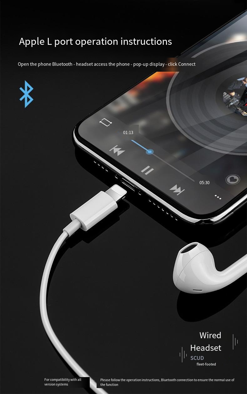 The wire control headset is suitable for Apple TYPE-C Android 3.5mm mobile phones