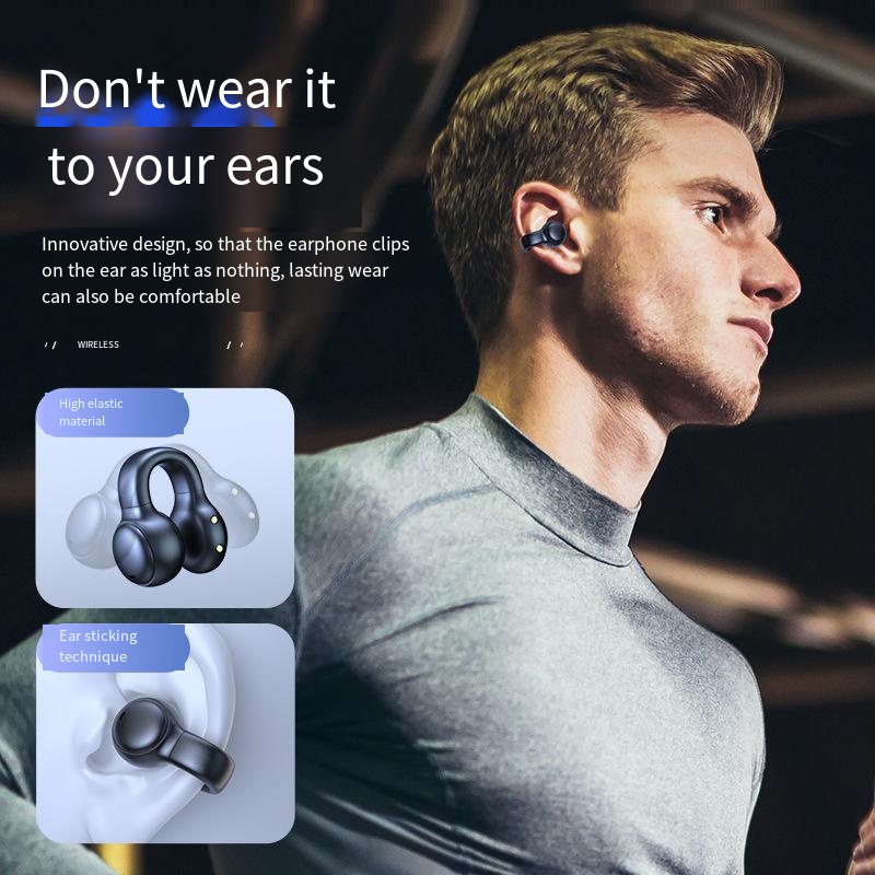 Ear clip Bluetooth headphones Ultra-long life noise-cancelling bone conduction sports headphones
