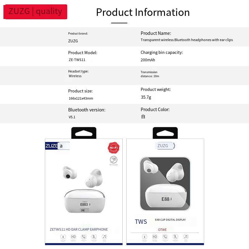 New private model ear clip Bluetooth headphones