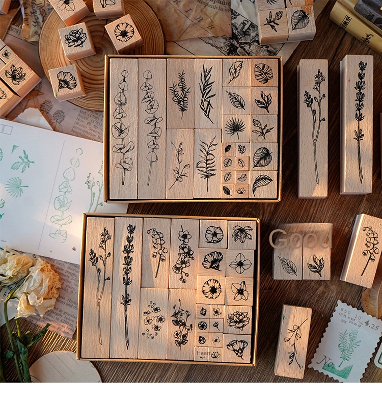 22 piece vintage wooden seal set - perfect for DIY craft, scrapbooking, lettering, card making