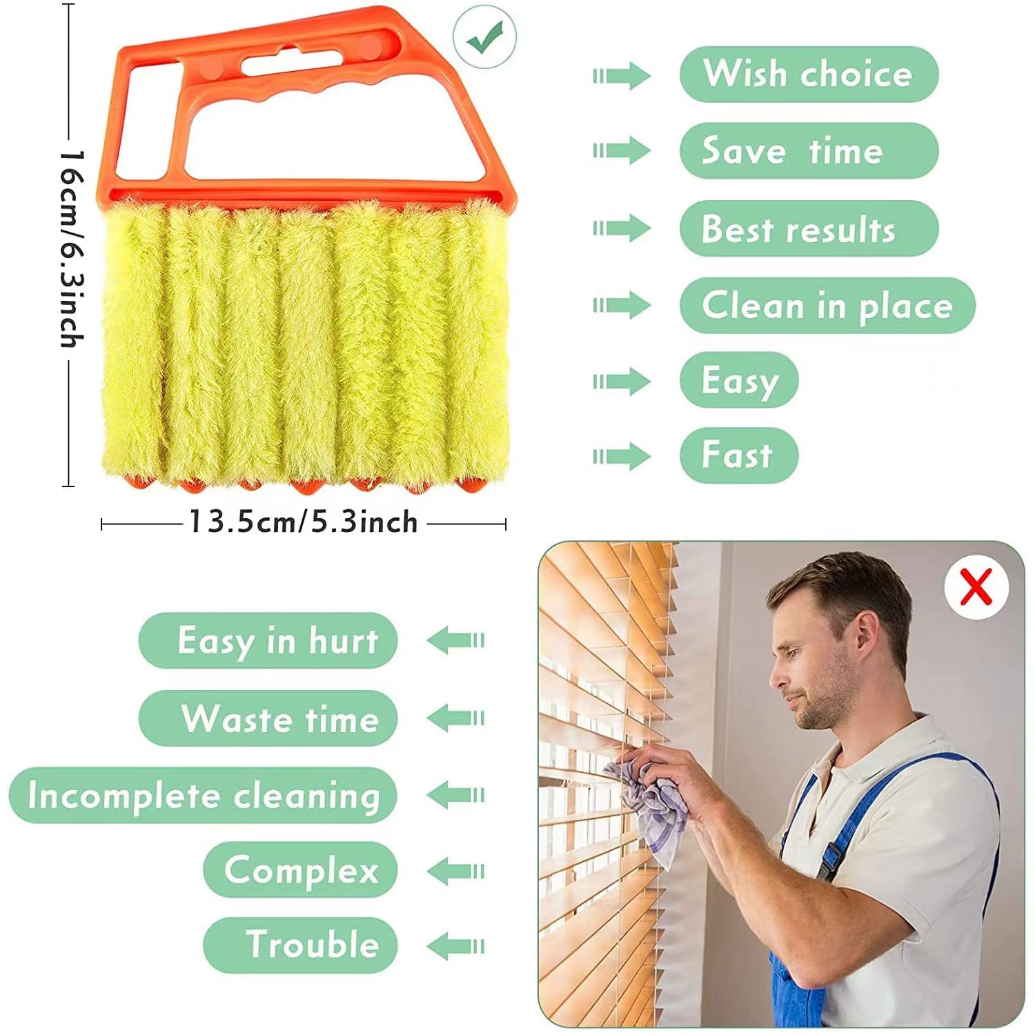 Multifunctional Cleaning Brush, 7-Sleeve Blinds Cleaning Brush