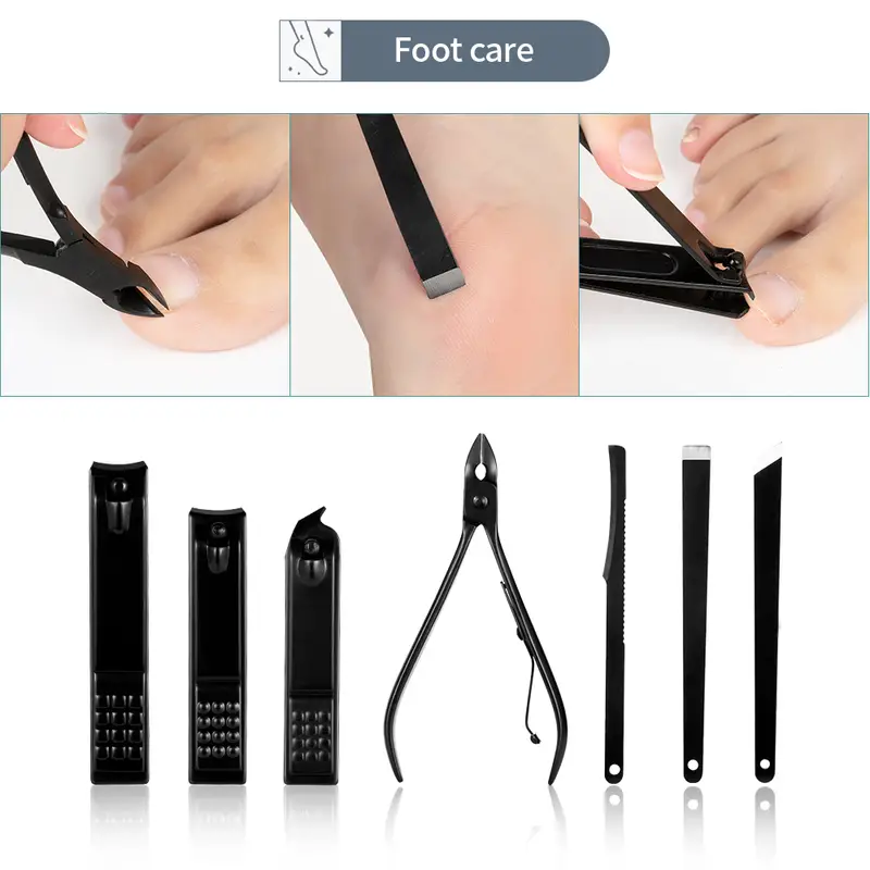 Black Stainless Steel Manicure Set Full Beauty Pliers Manicure Tool