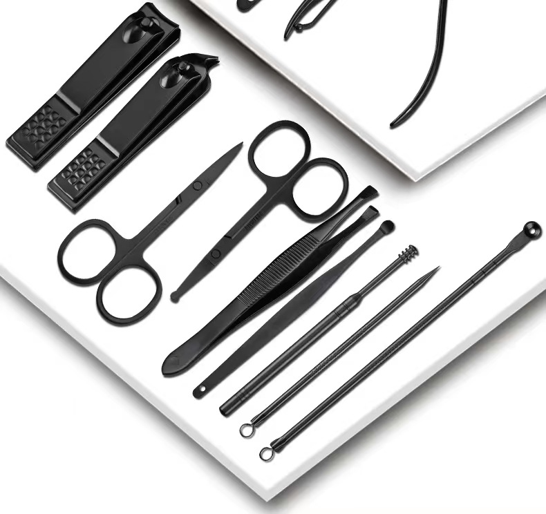 Black Stainless Steel Manicure Set Full Beauty Pliers Manicure Tool