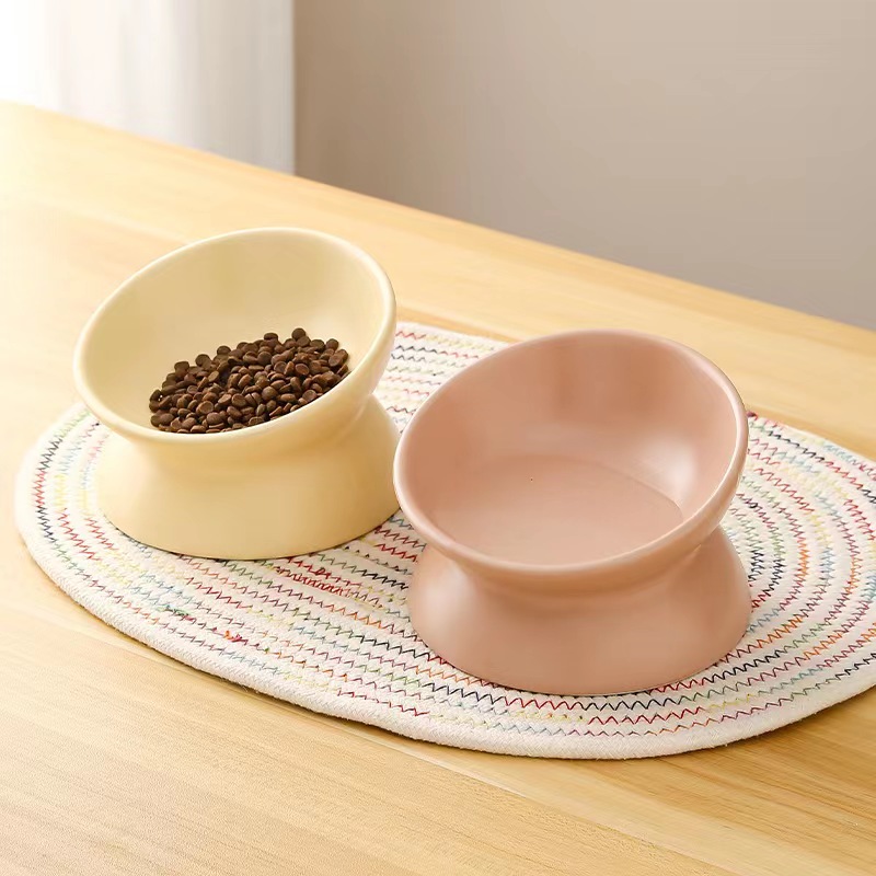New Ceramic Pet Bowl, Sloping Mouth And High Foot Protection For Cervical Vertebrae, Dog And Cat Food Bowl